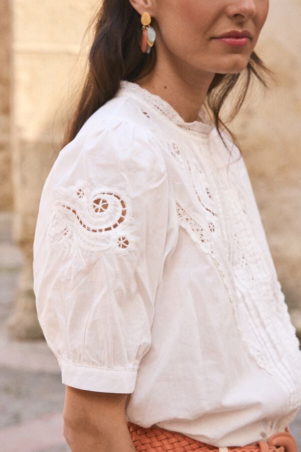 Pol&iacute;n Et Moi Camisa gola redonda Sole Branco