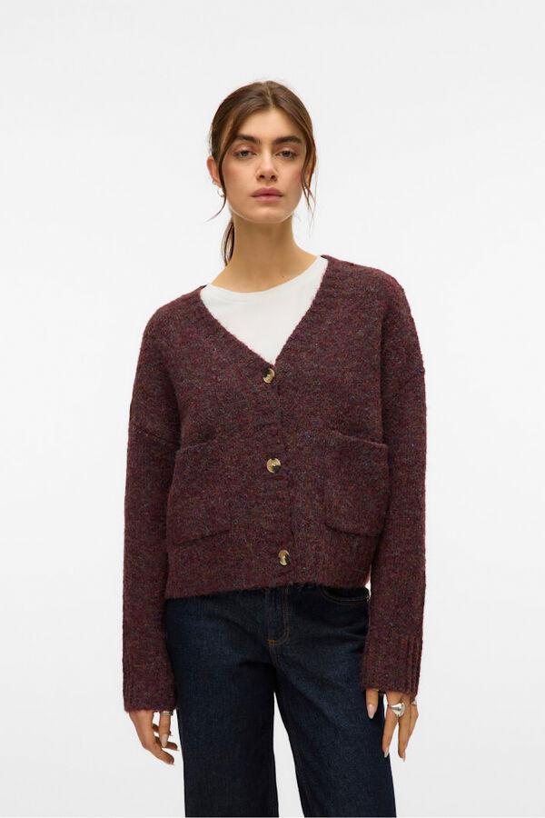 Vero Moda Casaco de malha curto de manga comprida com bolsos Roxo