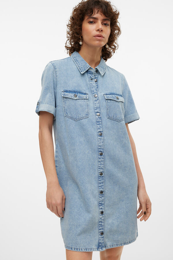 Vero Moda Vestido manga curta denim manga curta Azul