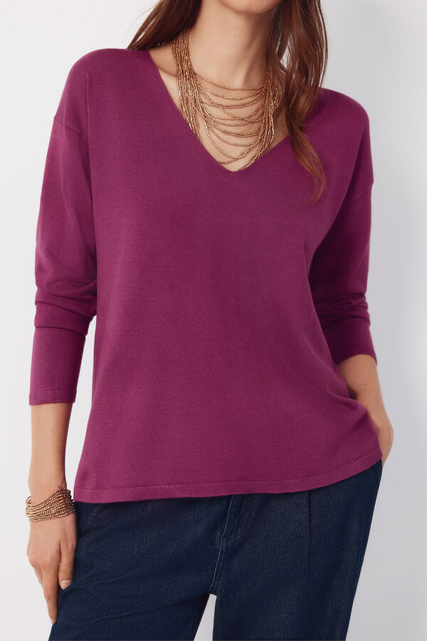 Cortefiel V-neck jumper Purple