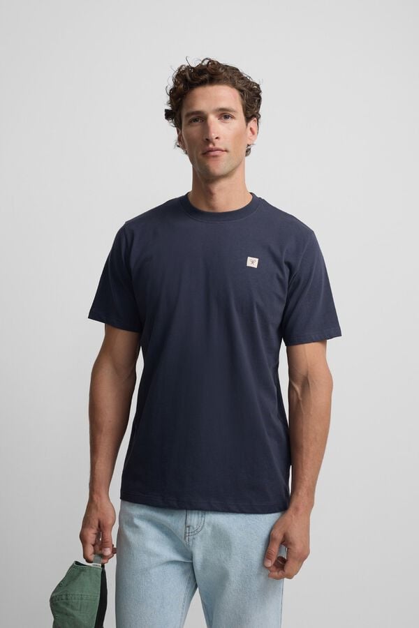 Silbon T-shirt lisa com minilogo em remendo Azul