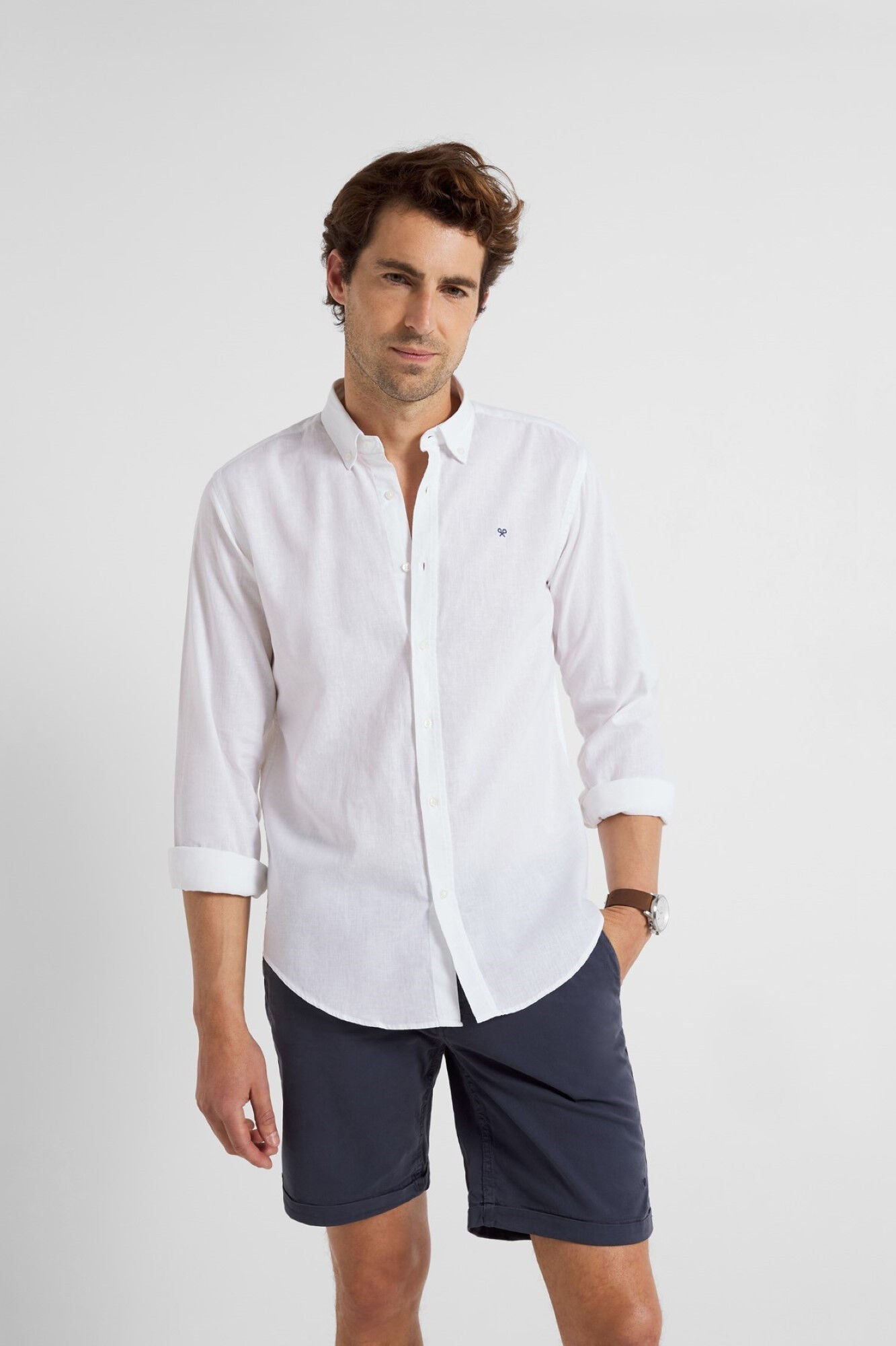 Camisa sport ligera dye blanca Chemises pour homme Cortefiel