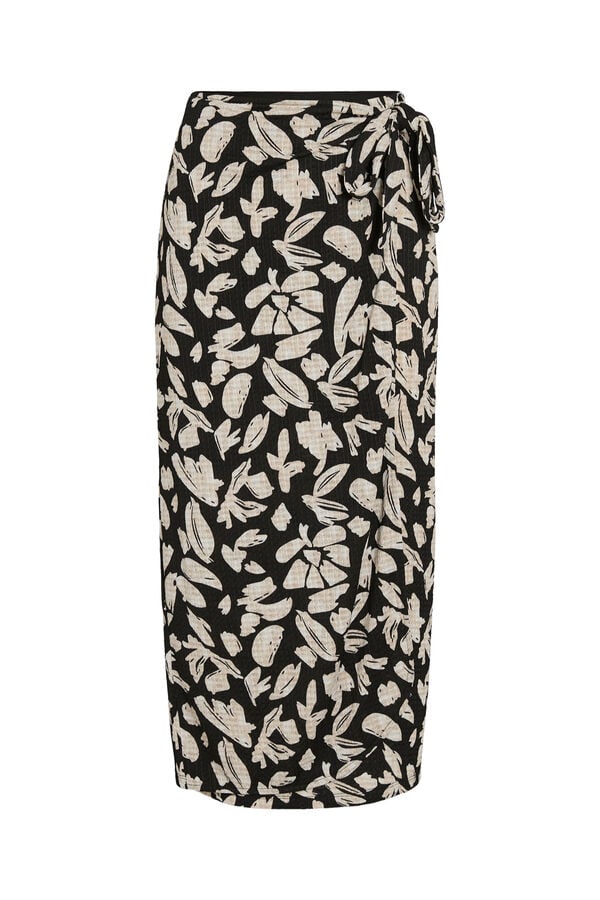Vila Saia pareo midi estampada Preto