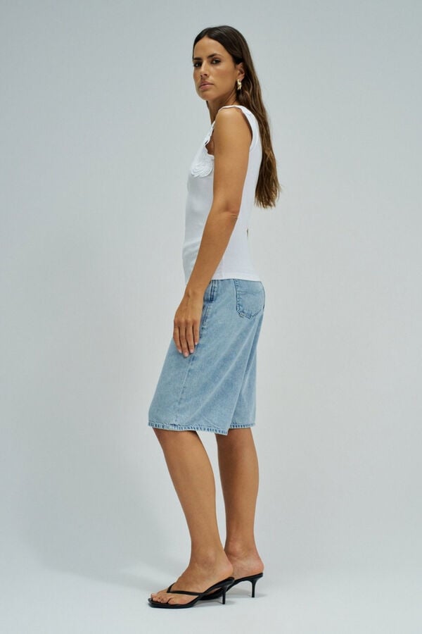 Salsa Jeans Top com renda nos ombros Branco