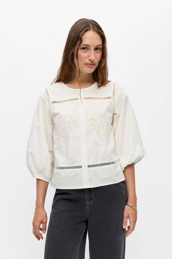 Object Blusa bordada em algod&atilde;o Branco