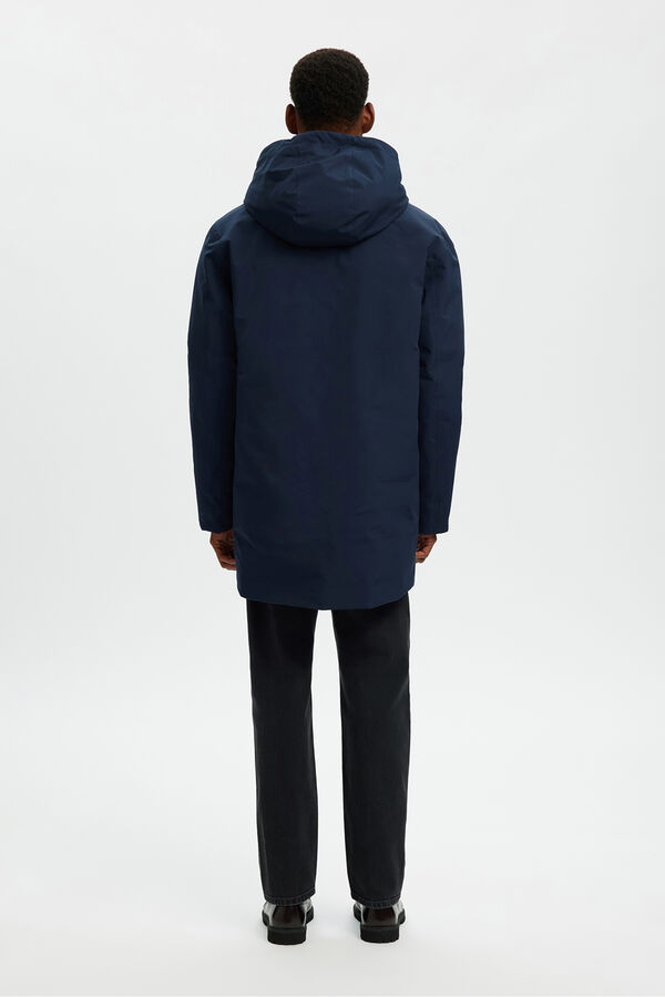 Selected Parka impermeável com capuz Azul
