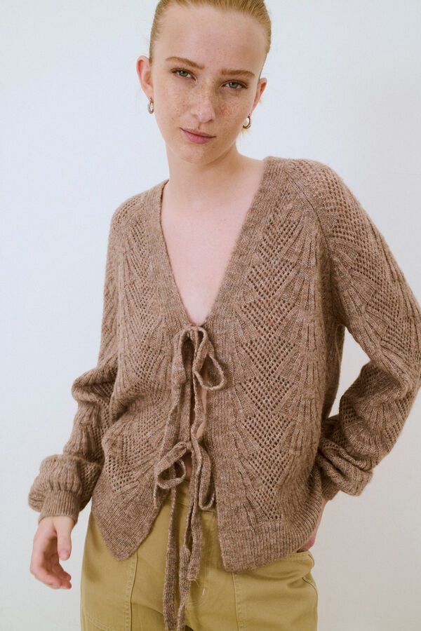 Cortefiel Lool cardigan with bows Brown