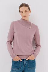 Cortefiel Button neck jumper Lilac