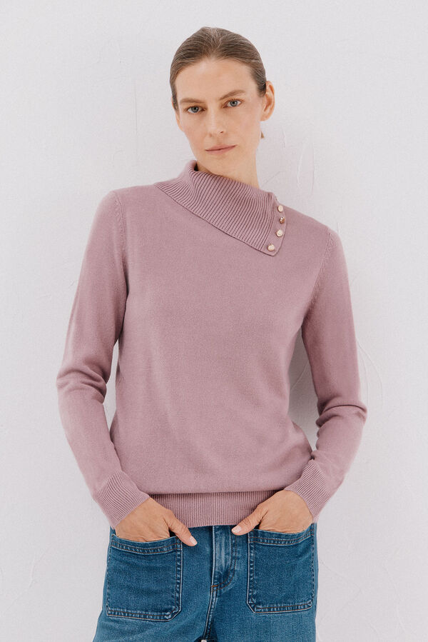 Cortefiel Button neck jumper Lilac