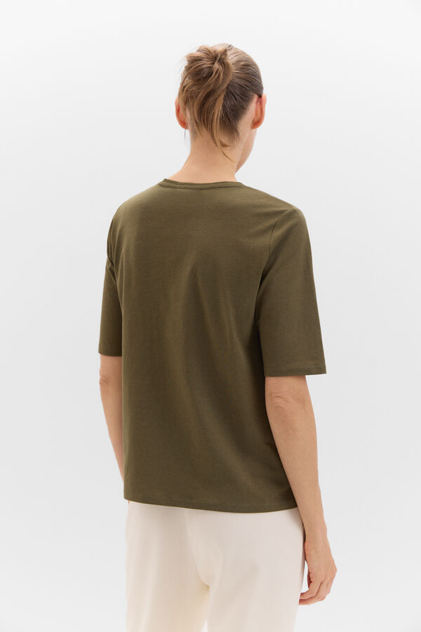 Cortefiel Camiseta con detalle bordado con studs Verde