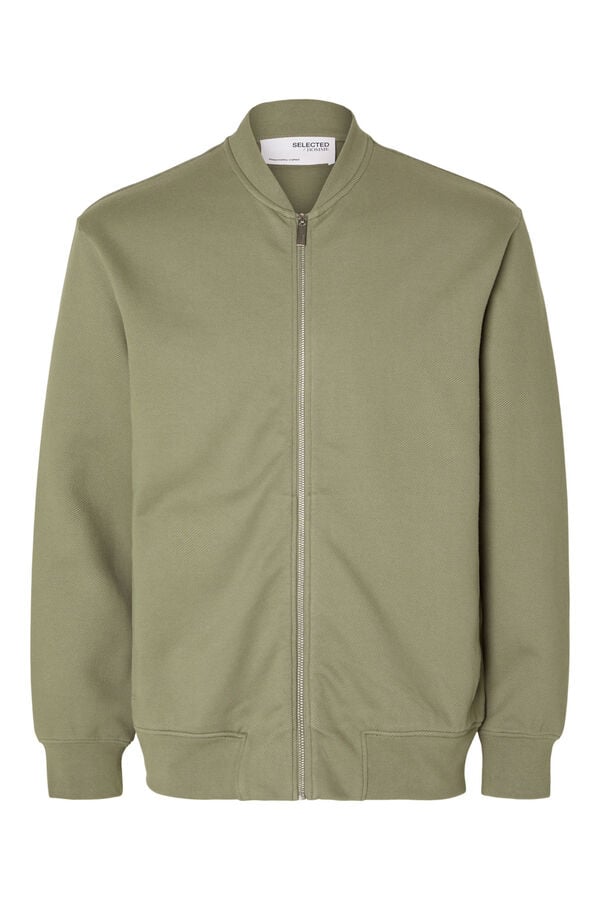 Cortefiel Bomber-style sweatshirt made from organic cotton Green