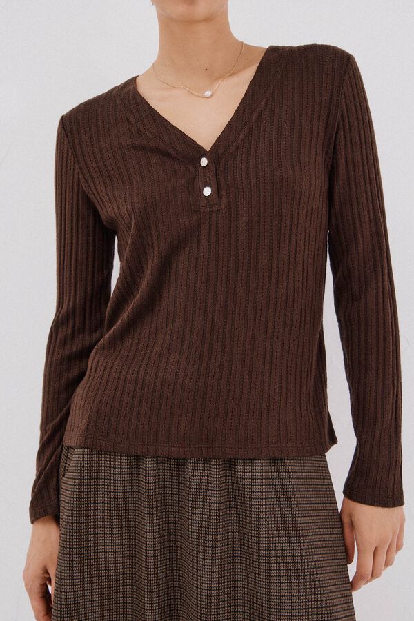 Cortefiel Baker's structured t-shirt Dark brown