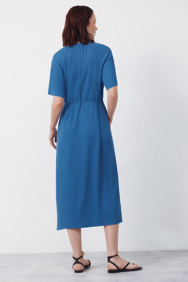 Cortefiel Structured belt dress Blue