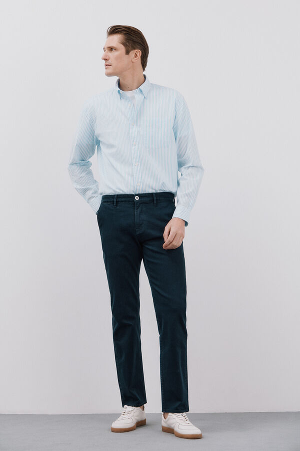 Cortefiel Striped seersucker shirt Blue
