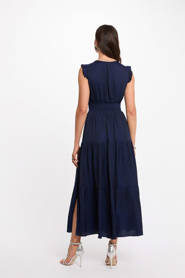 Morgan Vestido comprido com decote em V Azul