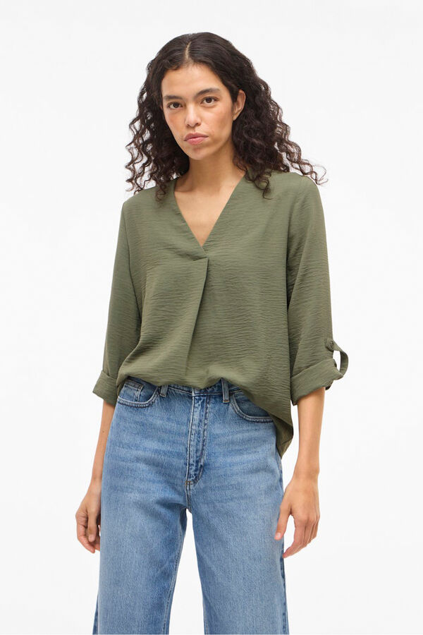 Vila Blusa manga m&eacute;dia Verde
