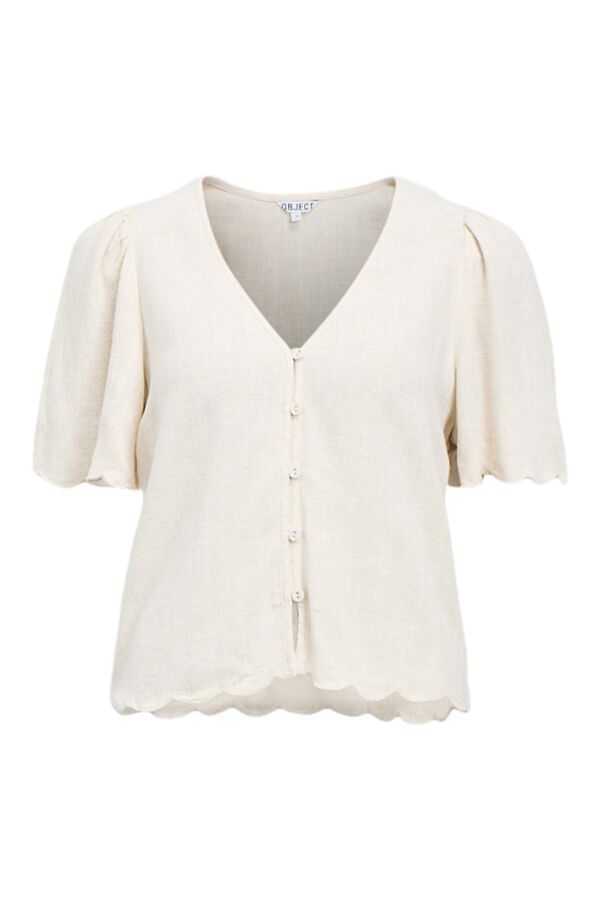 Object Blusa de linho de manga curta Tostado