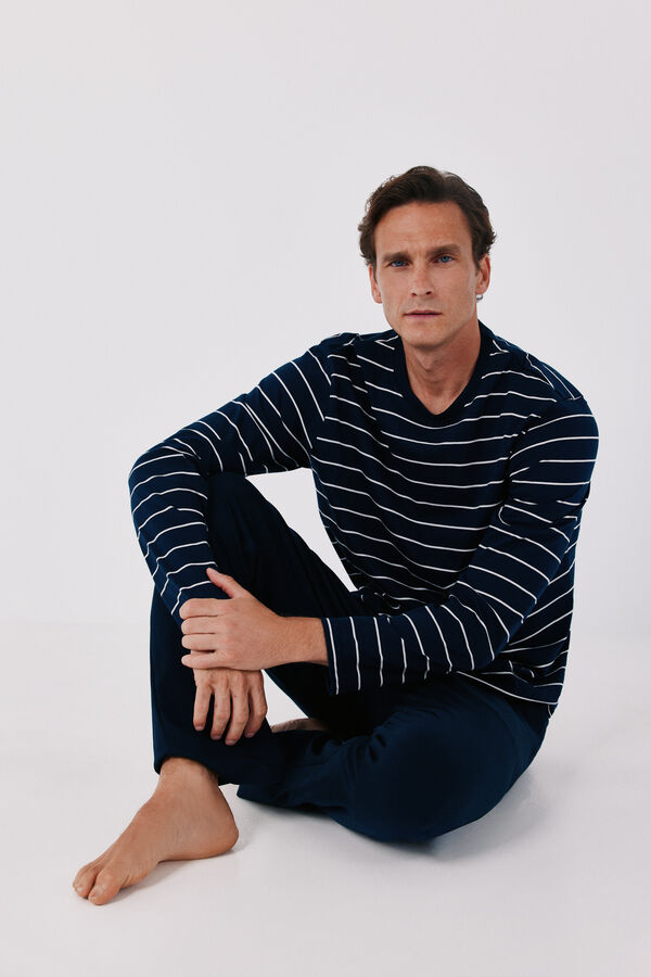 Cortefiel Jersey-knit pyjamas set Navy
