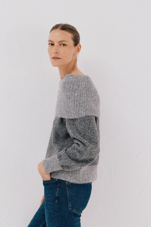 Cortefiel Combined knit jumper Grey