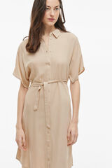 Vila Vestido camisa midi de viscose e linho Cinzento