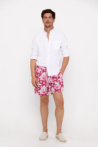 Cortefiel Tropical floral print swim shorts Fuchsia