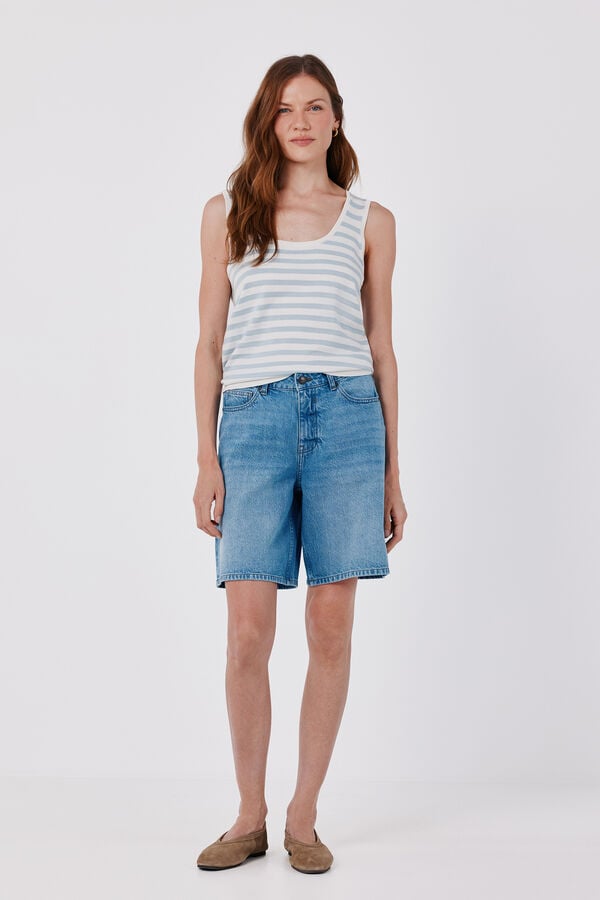 Cortefiel Striped knit top Blue