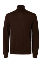 Cortefiel Camisola de gola alta 100% lã merino. Castanho