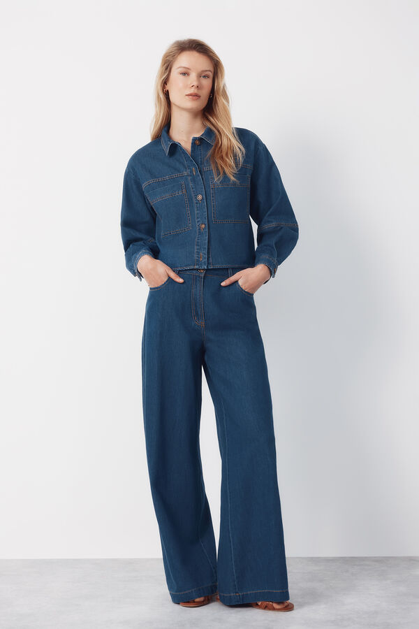 Cortefiel Camisa Vaquera Soft Azul