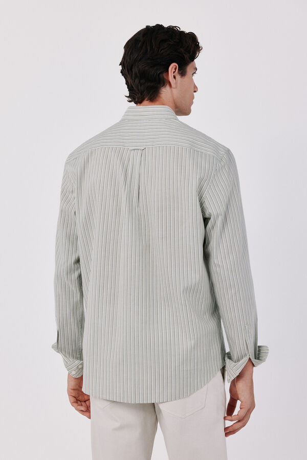 Cortefiel Striped light oxford shirt Kaki