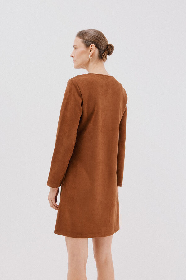 Cortefiel Suede dress Dark brown