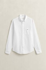 Gant Camisa Regular Fit em algod&atilde;o e linho Branco