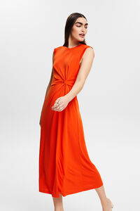 Cortefiel Long sleeveless side-knot dress Orange