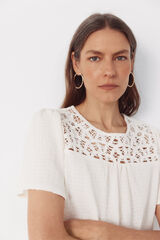 Cortefiel Combined guipure top Ivory