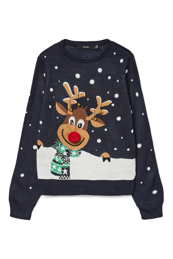 Vero Moda Christmas print round neck jumper Navy