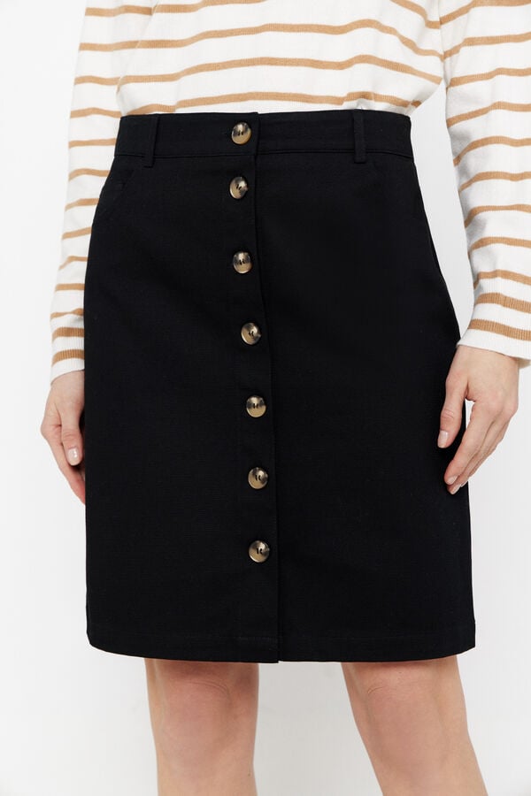 Cortefiel Short piqué skirt Black