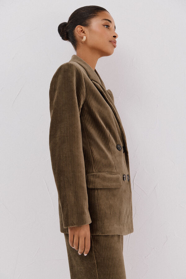 Cortefiel Blazer de mujer cruzada de pana Verde
