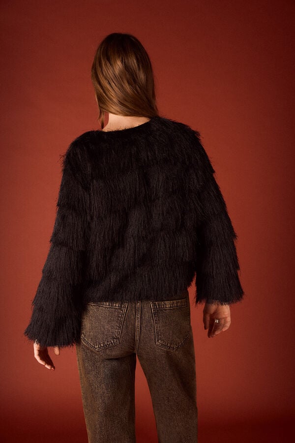 Slowlove Jaqueta com franjas Preto