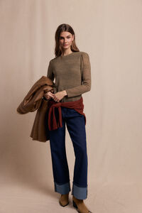 Slowlove Top manga larga estructura rústica