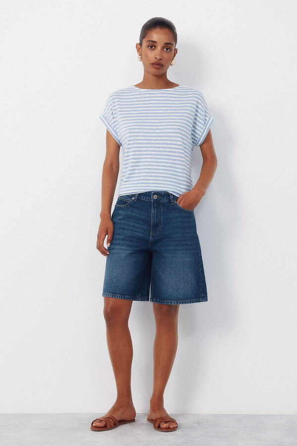 Cortefiel T-shirt riscas Azul