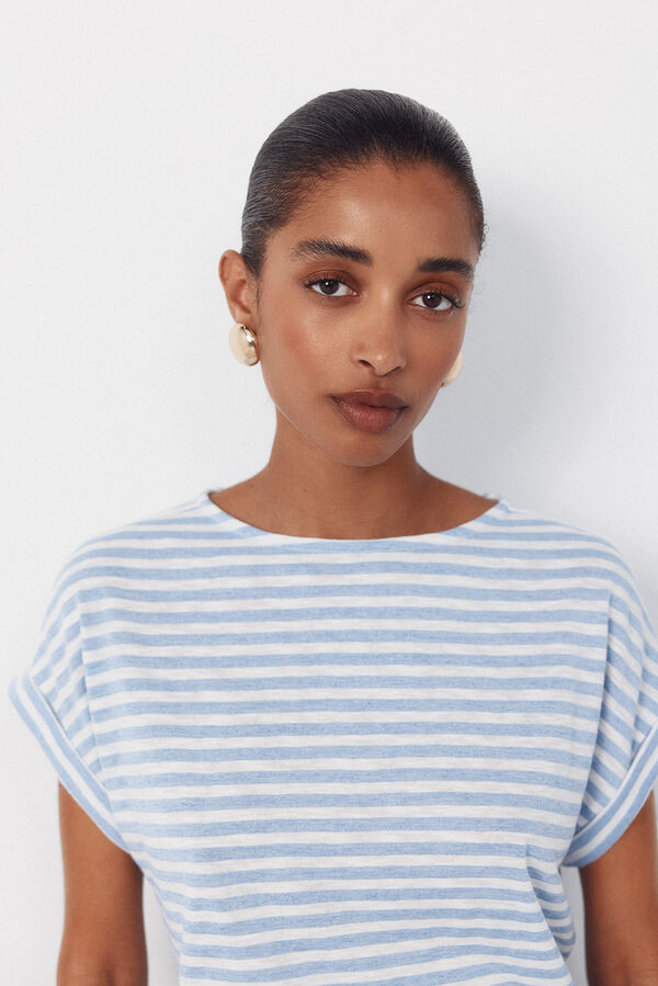 Cortefiel T-shirt riscas Azul