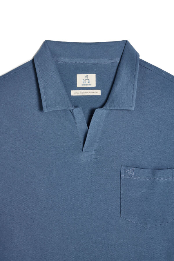Cortefiel Washed piqué polo shirt with pocket Blue