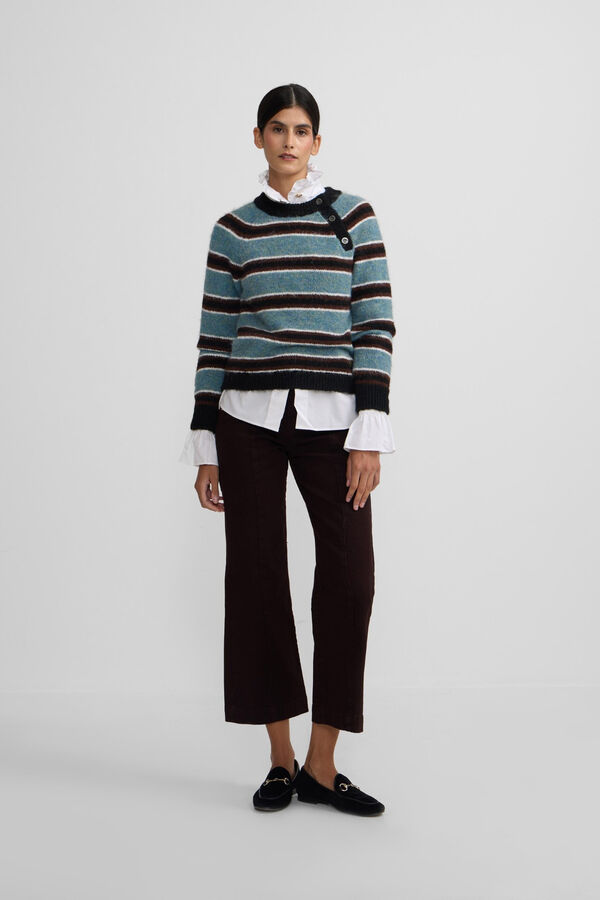 Silbon Camisola riscas com botões Multicolorido