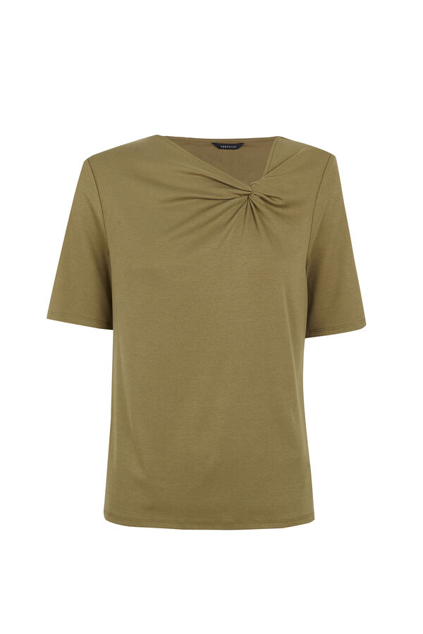 Cortefiel Camiseta nudo escote Verde