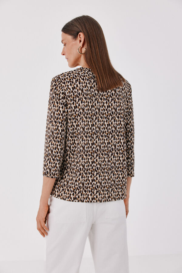 Cortefiel Henley T-shirt Printed brown