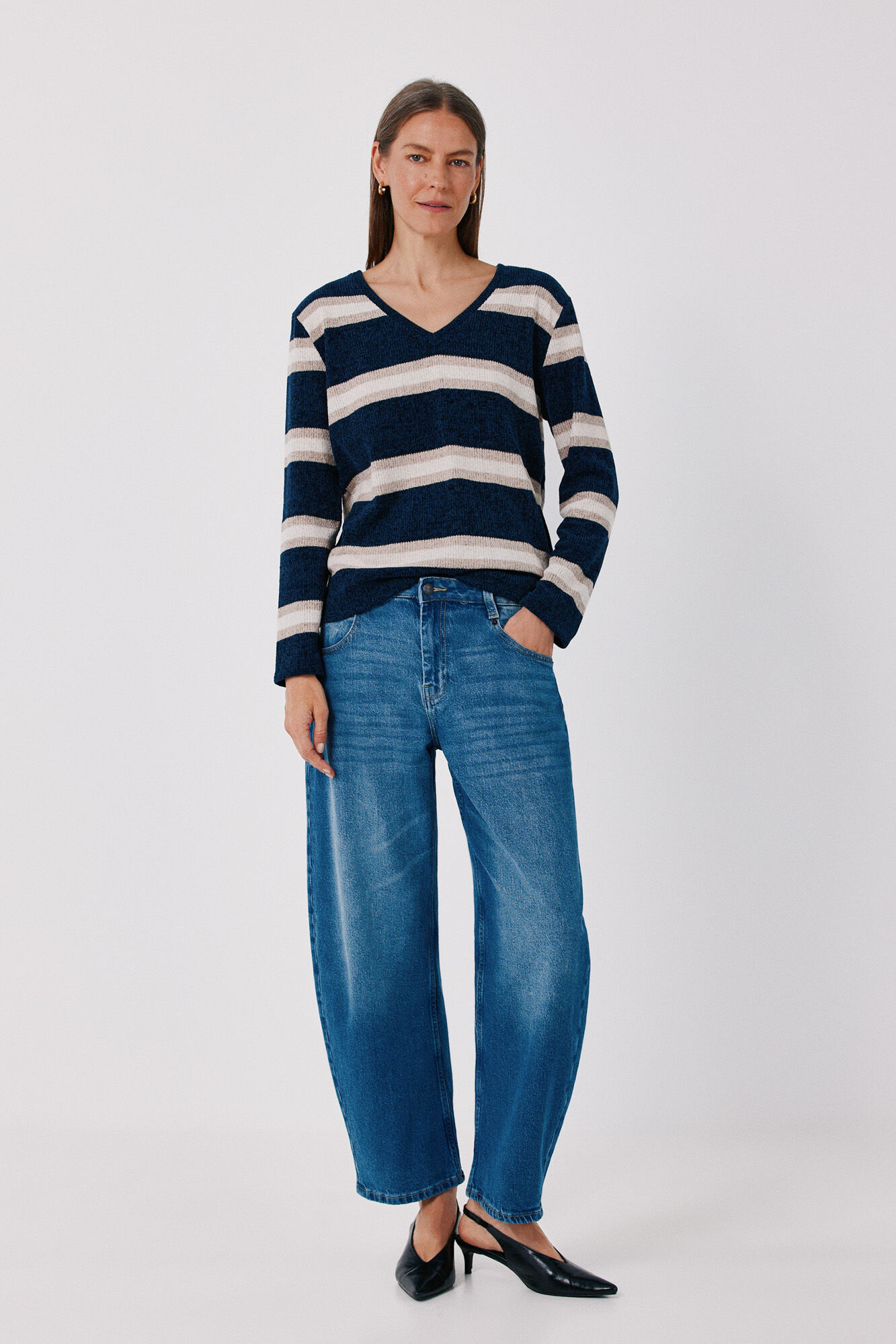 Cortefiel Chenille V-neck T-shirt