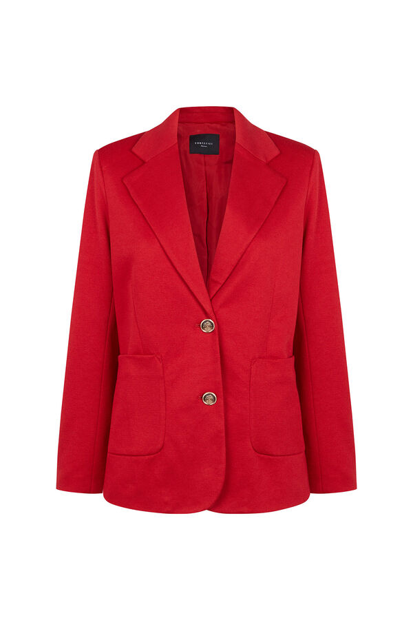 Cortefiel Piqu&eacute;-knit blazer Red