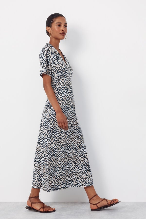 Cortefiel Printed dress Printed beige