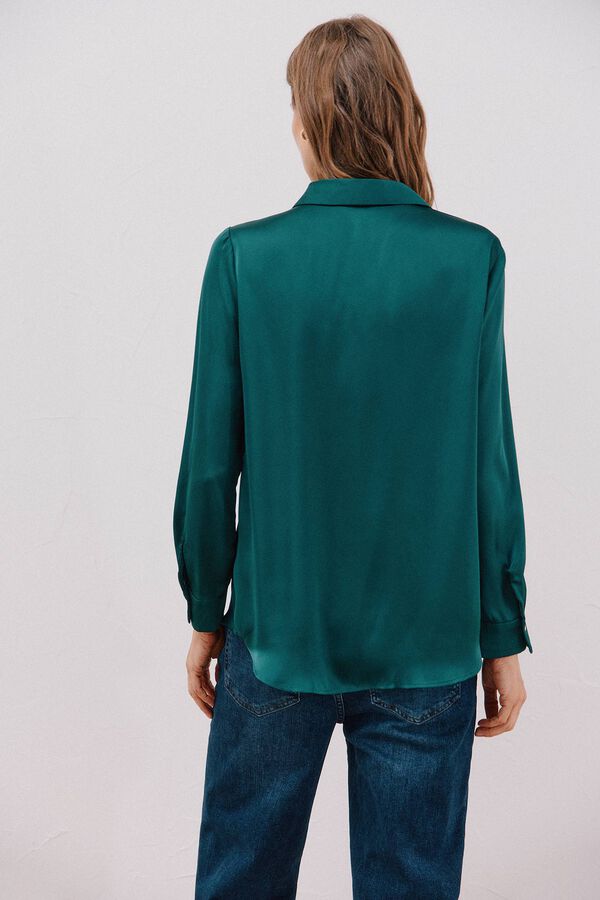 Cortefiel Satin-finish shirt Blue