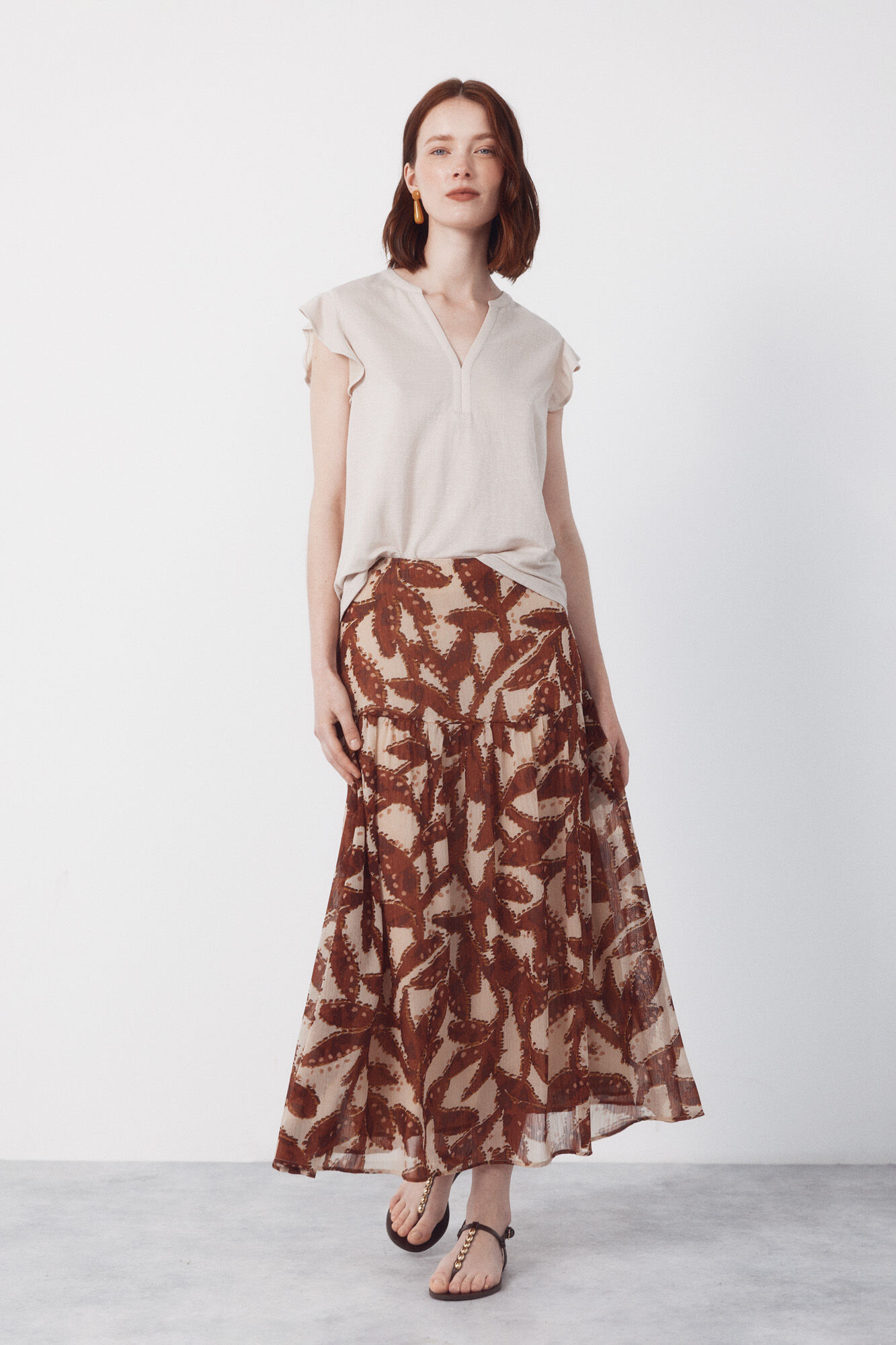 Cortefiel Flounced sleeve t-shirt