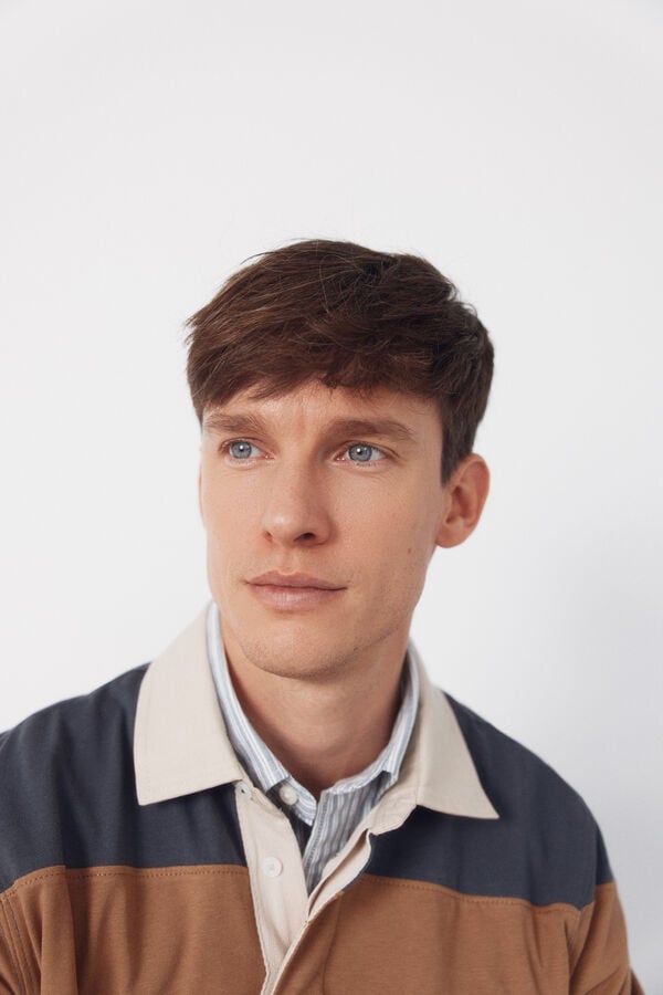 Cortefiel Polo rugby rayas Gris